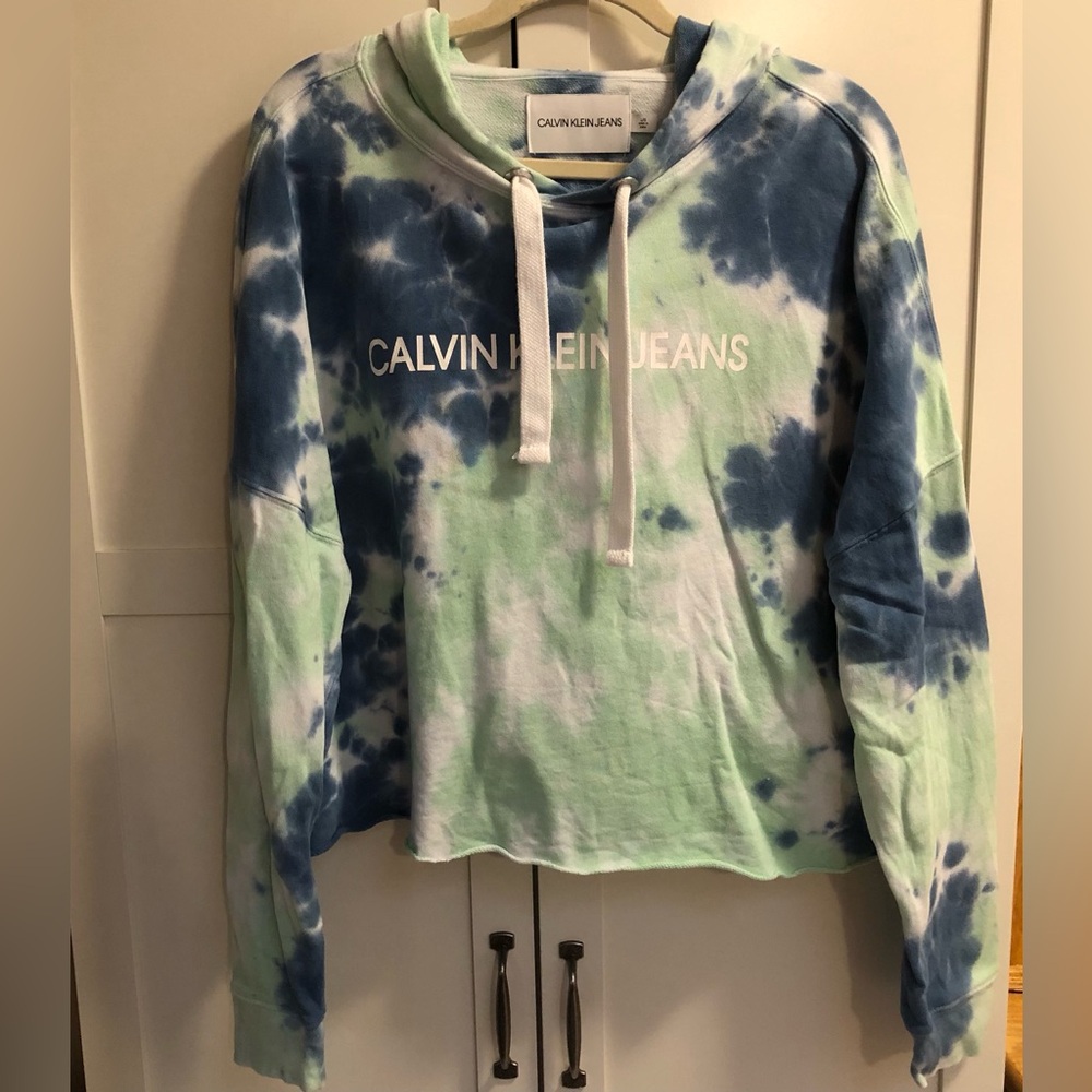 Calvin Klein Jeans Tie Dye Hooded Sweatshirt Top EUC